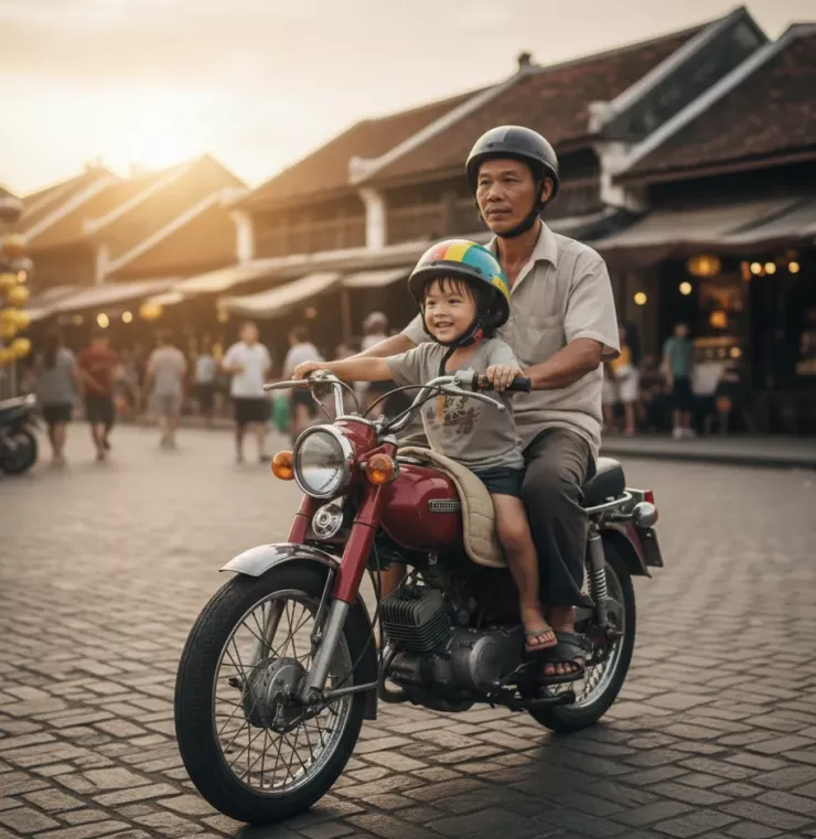 Hiểu đúng về quy định trẻ em ngồi phía trước xe máy